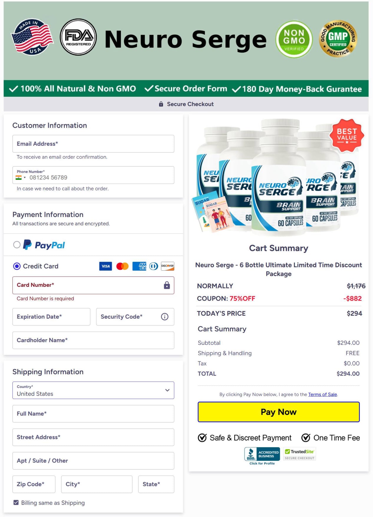 Neuroserge checkout